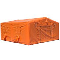Orange inflatable medical tent